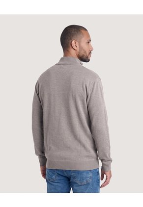 Saco Half Zipper Cuello Alto Para Hombre Gris Ostu