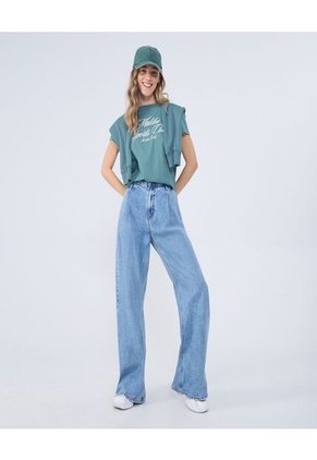 Jean Para Mujer Wide-Leg Color Azul Medio Marca Ostu #40160489