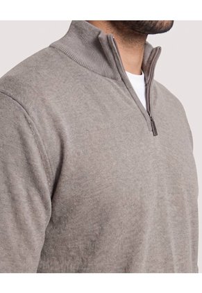 Saco Half Zipper Cuello Alto Para Hombre Gris Ostu
