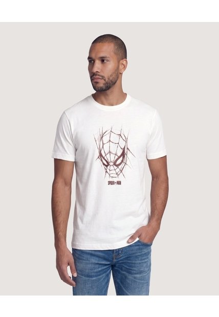 Camiseta Spider-Man Face  Para Hombre Crema Ostu