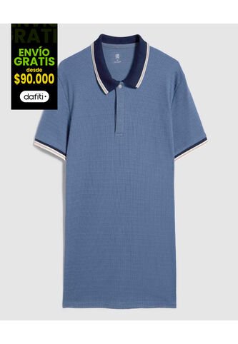Polo Para Hombre Cuello Tejido Sin Bolsillo Color Azul  Marca Ostu #60110695 Ostu