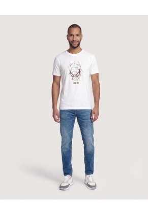 Camiseta Spider-Man Face  Para Hombre Crema Ostu