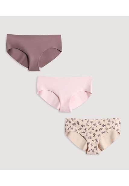 Panty Hipster Invisible Floral Pack X3 X3 Para Mujer Surtido Ostu