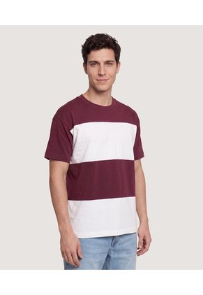 Camiseta Relaxed Block Para Hombre Vino Ostu