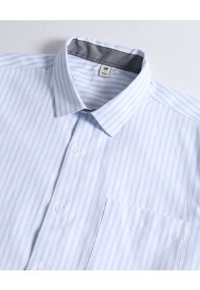 Camisa  Para Hombre Manga Corta Con Bolsillo Cuello Casual M Color Blanco Marca Ostu #60010892