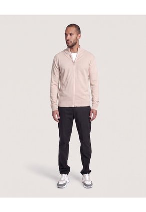 Saco Tejido Full Zipper  Para Hombre Arena Ostu