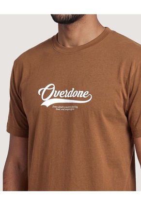 Camiseta Basica Con Screen Para Hombre Café Ostu
