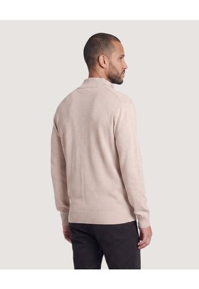 Saco Tejido Full Zipper  Para Hombre Arena Ostu