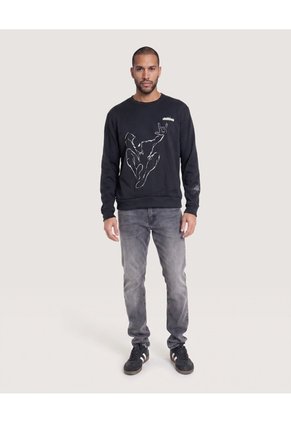 Buzo Crew Neck Spider-Man  Para Hombre Negro Ostu