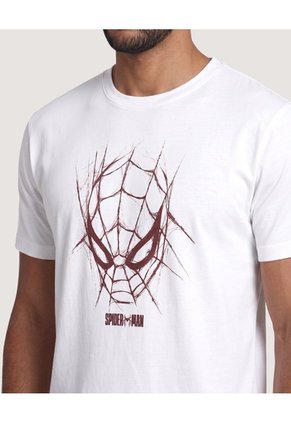 Camiseta Spider-Man Face  Para Hombre Crema Ostu