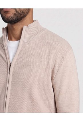 Saco Tejido Full Zipper  Para Hombre Arena Ostu