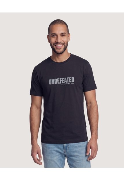 Camiseta Basica Con Screen  Para Hombre Negro Ostu