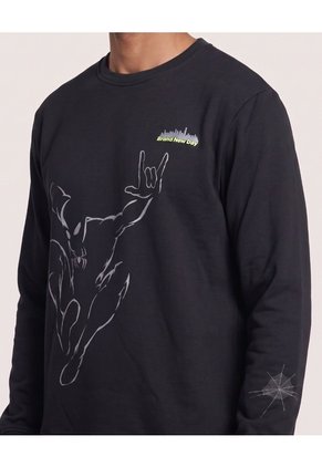 Buzo Crew Neck Spider-Man  Para Hombre Negro Ostu