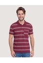 Polo Piqué A Rayas Con Bolsillo  Para Hombre Vino Ostu de Ostu
