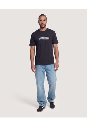 Camiseta Basica Con Screen  Para Hombre Negro Ostu