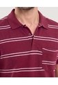 Polo Piqué A Rayas Con Bolsillo  Para Hombre Vino Ostu de Ostu