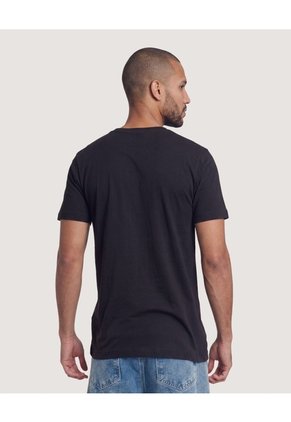 Camiseta Basica Con Screen  Para Hombre Negro Ostu