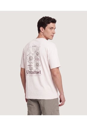 Camiseta Estampado Posterior Para Hombre Beige Ostu