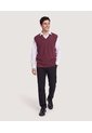 Chaleco Texturizado Cuello V  Para Hombre Vino Ostu de Ostu