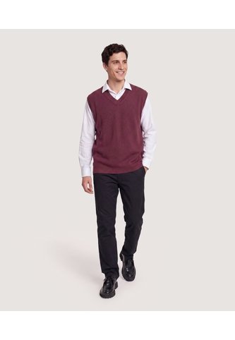 Chaleco Texturizado Cuello V  Para Hombre Vino Ostu Ostu