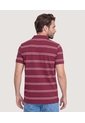 Polo Piqué A Rayas Con Bolsillo  Para Hombre Vino Ostu de Ostu