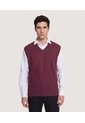 Chaleco Texturizado Cuello V  Para Hombre Vino Ostu de Ostu