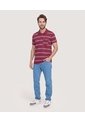 Polo Piqué A Rayas Con Bolsillo  Para Hombre Vino Ostu de Ostu