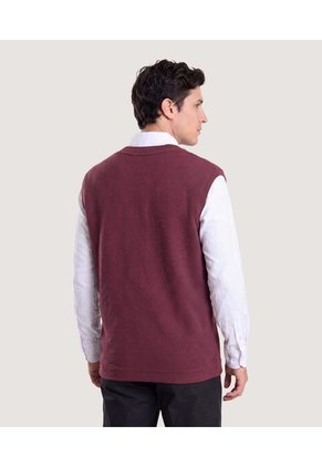 Chaleco Texturizado Cuello V Para Hombre Vino Ostu