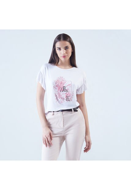 Camiseta Para Mujer Manga Corta Color Blanco Marca Ostu #40091705