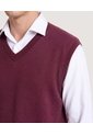 Chaleco Texturizado Cuello V  Para Hombre Vino Ostu de Ostu