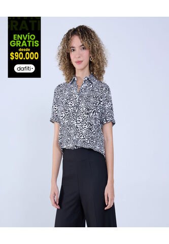 Camisa Para Mujer Manga Corta Color Negro Marca Ostu #40010266 Ostu