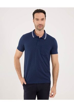 Polo Para Hombre Cuello Tejido Con Bolsillo Color Azul  Marca Ostu #60110744