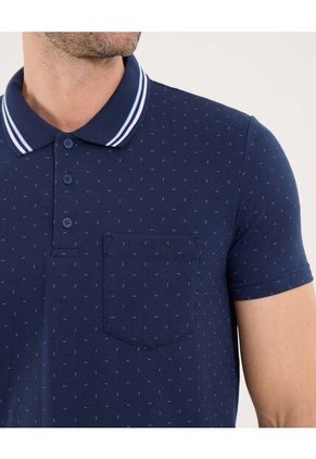 Polo Para Hombre Cuello Tejido Con Bolsillo Color Azul  Marca Ostu #60110744