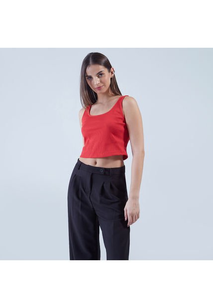 Crop Top Para Mujer Manga Sisa Color Rojo Marca Ostu #40091825
