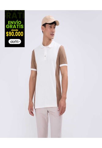 Polo Para Hombre Cuello Tejido Sin Bolsillo Color Crema Marca Ostu #60110706 Ostu