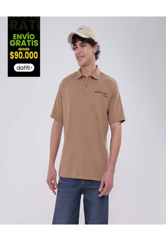 Polo Para Hombre Cuello Maquina Sin Bolsillo Color Café  Marca Ostu #60110702 Ostu