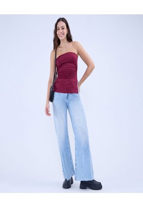 Jean Para Mujer Wide-Leg Color Azul Claro Marca Ostu #40160549