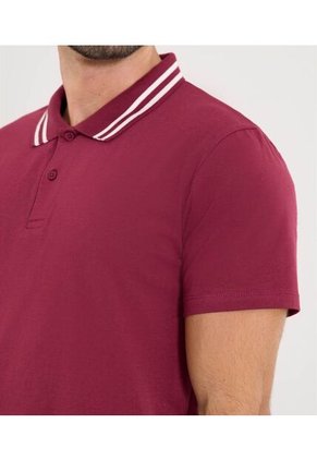 Polo Para Hombre Cuello Tejido Sin Bolsillo Color Vino Marca Ostu #60110837