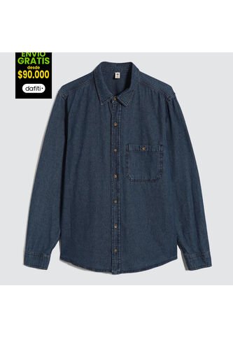 Camisa Para Hombre Manga Larga Con Bolsillo Color Azul  Marca Ostu #60010735 Ostu