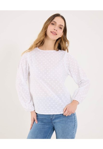Blusa Para Mujer Manga 3/4 Color Blanco Marca Ostu #40121208