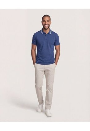 Polo  Para Hombre Cuello Tejido Sin Bolsillo Color Azul Marca Ostu #60110903