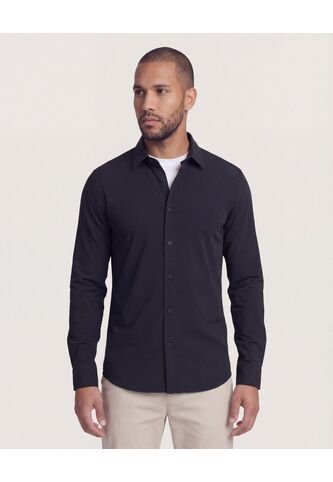 Camisa  Para Hombre Manga Larga Sin Bolsillo Cuello C Color Negro Marca Ostu #60010915 Ostu