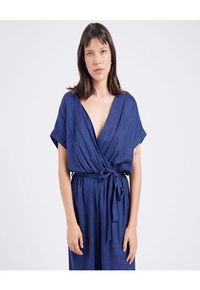 Enterizo Para Mujer Manga Corta Color Azul  Marca Ostu #40320064