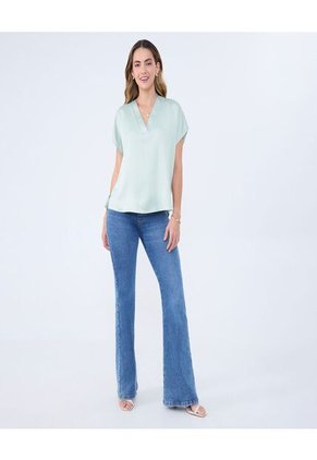 Blusa Para Mujer Manga Corta Color Verde Claro Marca Ostu #40121109