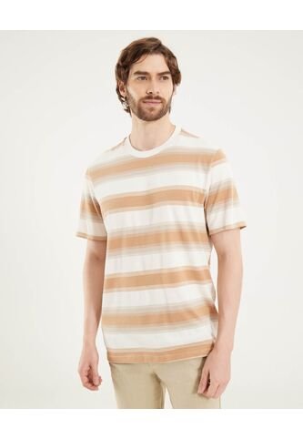 Camiseta Para Hombre Manga Corta Cuello Redondo Color Avena Marca Ostu #60091667 Ostu