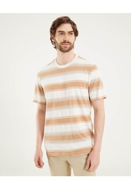 Camiseta Para Hombre Manga Corta Cuello Redondo Color Avena Marca Ostu #60091667