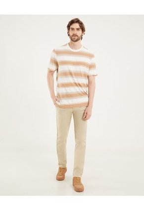 Camiseta Para Hombre Manga Corta Cuello Redondo Color Avena Marca Ostu #60091667