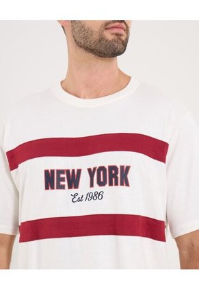 Camiseta  Para Hombre Manga Corta Cuello Redondo Color Crema Marca Ostu #60091835