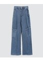 Jean Para Mujer Wide Leg Cargo Color Azul Medio Marca Ostu #40160406 de Ostu