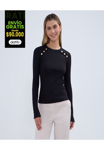 Camiseta Para Mujer Manga Larga Color Negro Marca Ostu #40092216 Ostu